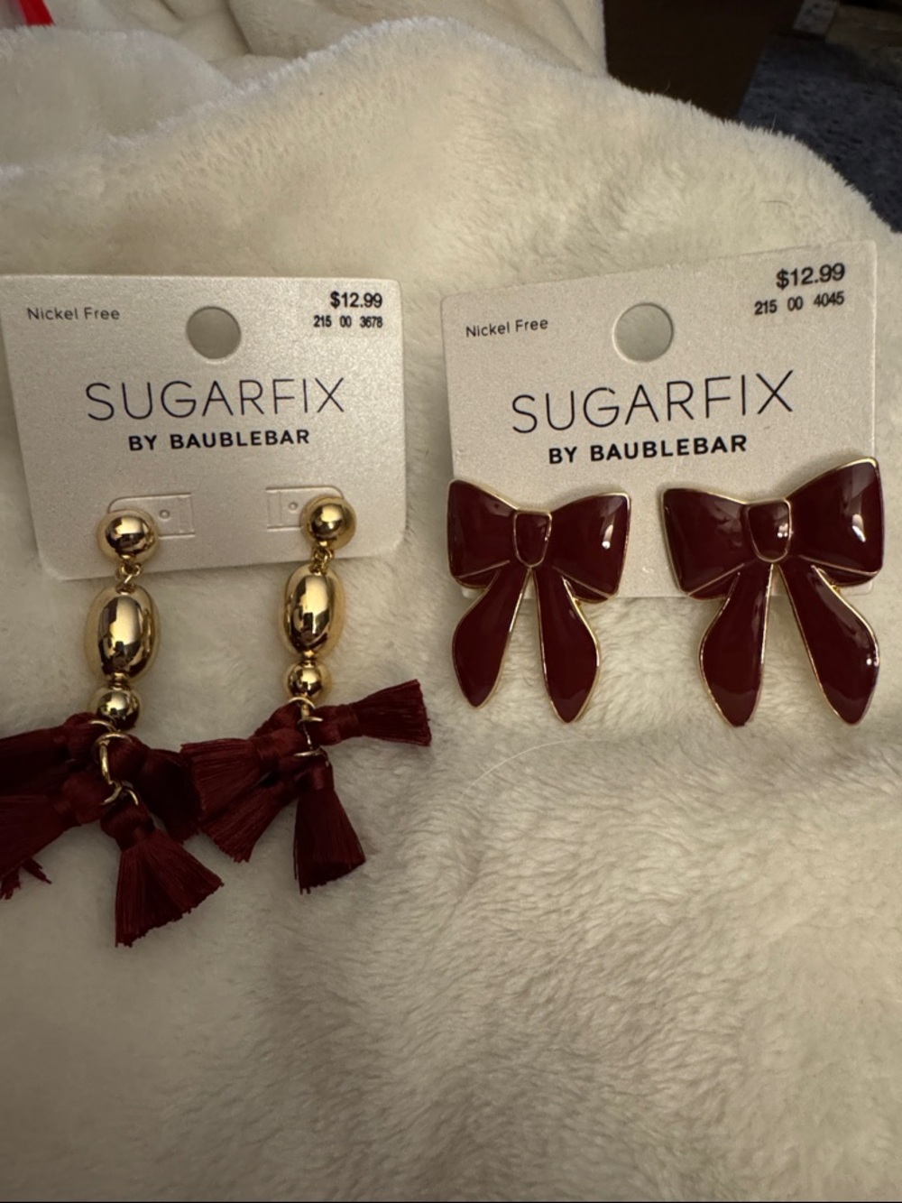 BaubleBar Burgundy Bow and Tassel Drop‎ Earring Duo
